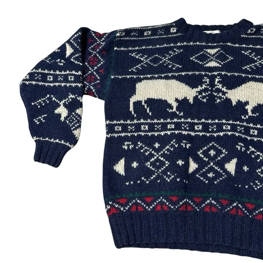 Vintage Traditions 100% Wool Sweater – Size Medium Blue
